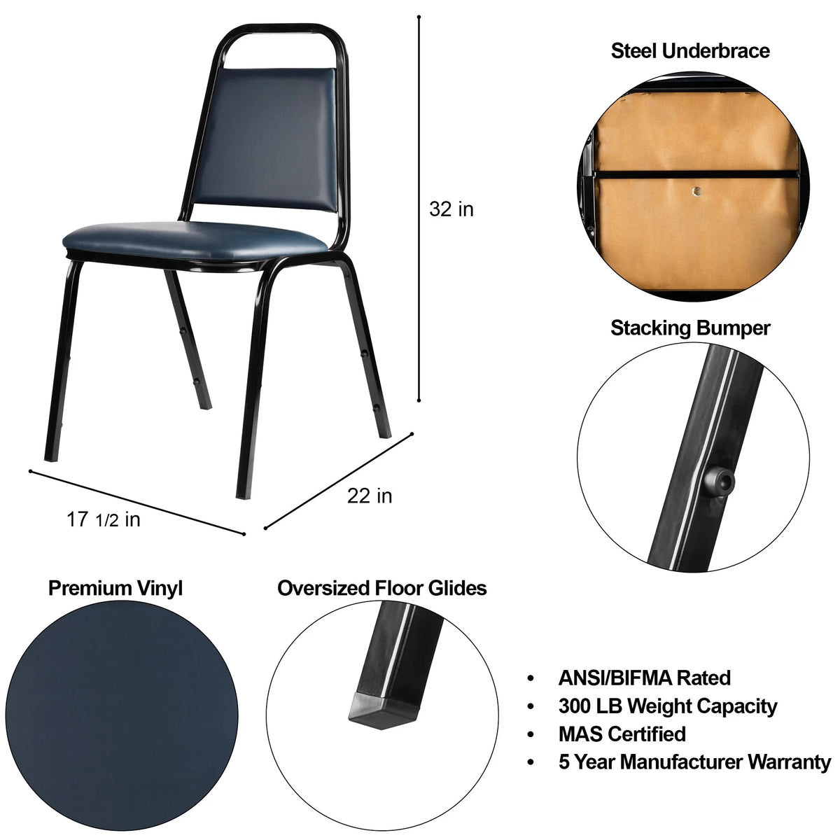 Dark Blue Stack Chair Pack of 2 W459