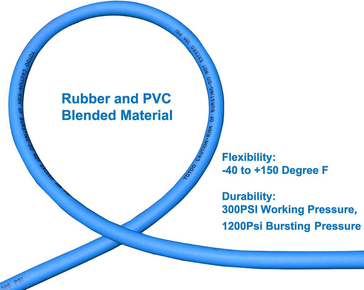 Hybrid Air Hose 3/8-Inch by 100-Feet 300 PSI Heavy Duty, Lightweight, Kink Resistant, Blue Pack of 2 Z641890