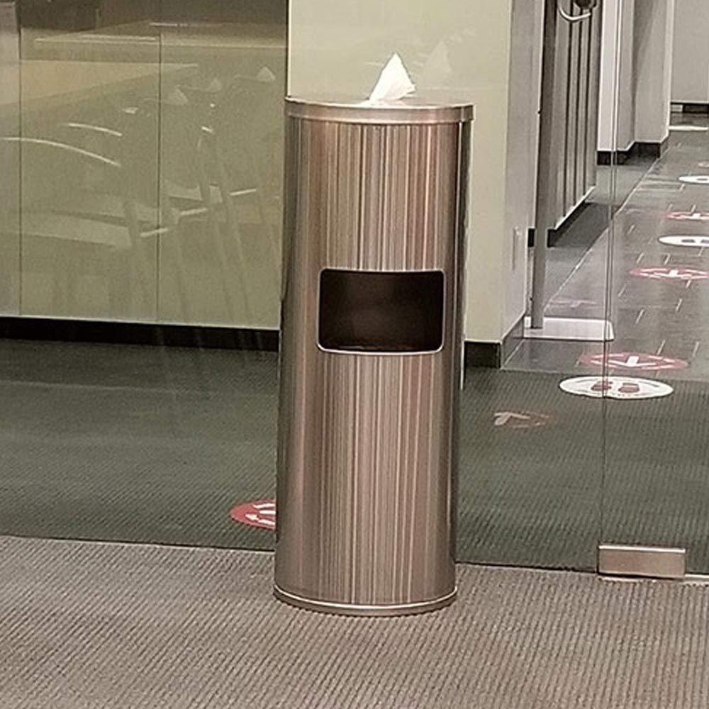 Stainless Steel Floor Stand Wipe Dispenser with Built-in Trash Can T661
