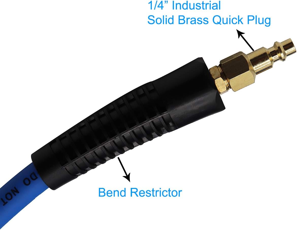 Hybrid Air Hose 3/8-Inch by 100-Feet 300 PSI Heavy Duty, Lightweight, Kink Resistant, Blue Pack of 2 Z641890