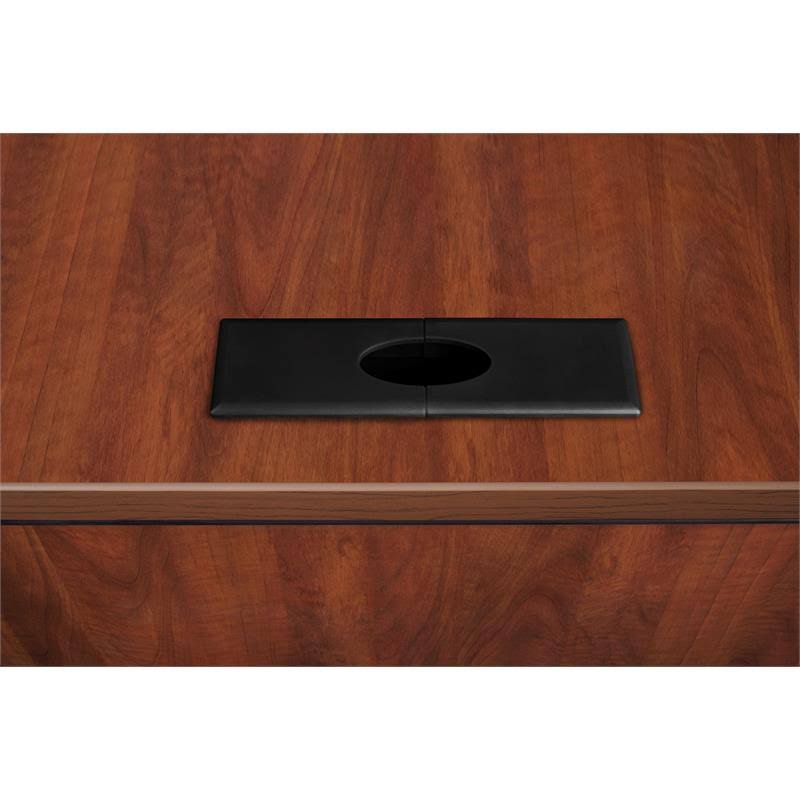 Cherry Single Pedestal L-Desk with Return U8796