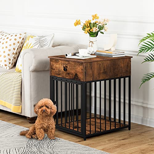 Wooden Dog Crate Furniture with Drawer A91066