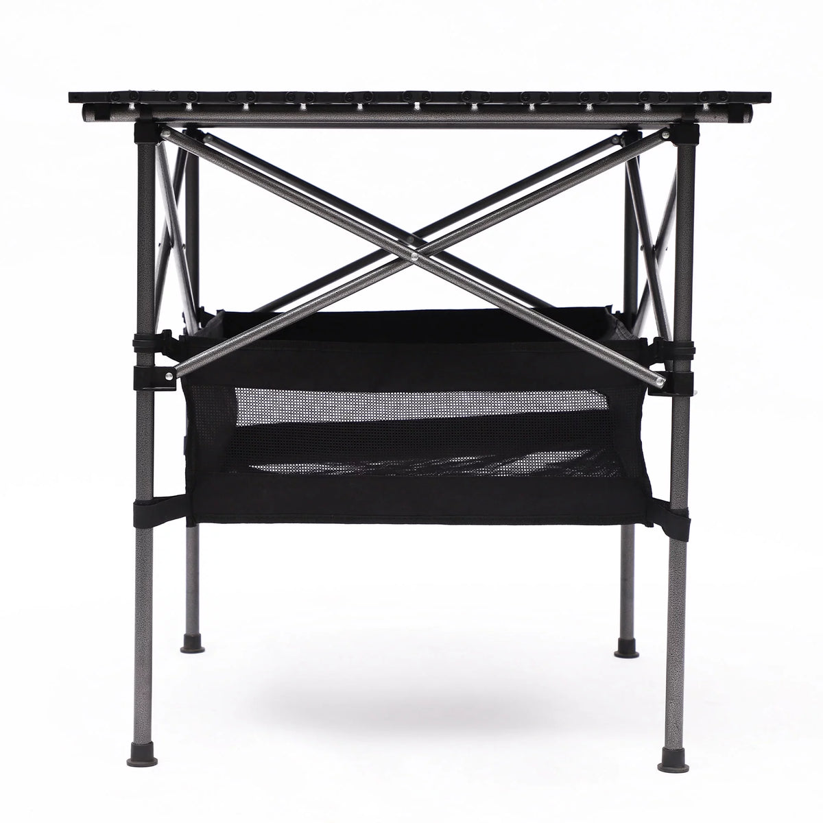 Portable Square Folding Table with Carrying Bag, Roll-up Top, Aluminum Frame, Black Y87291