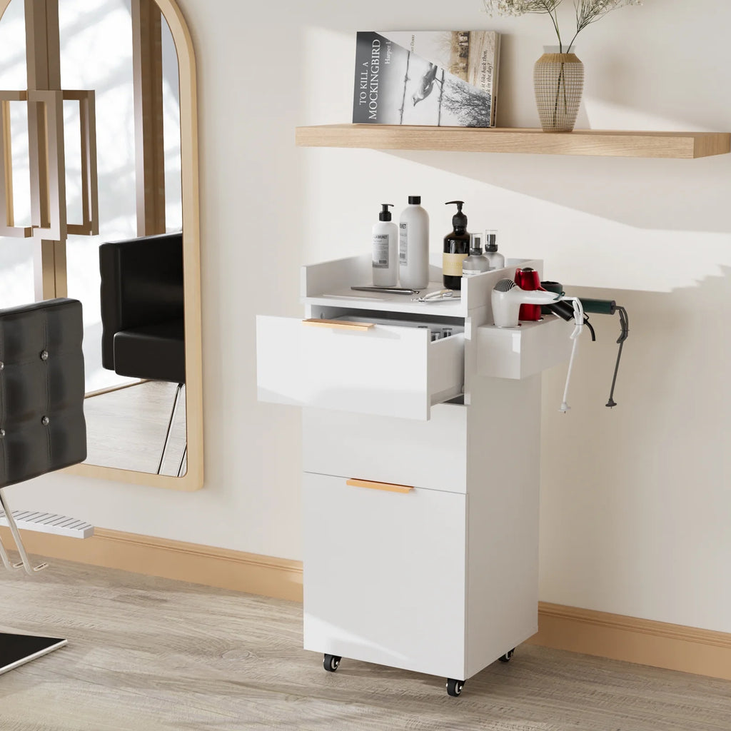 Salon Trolley with Wheels, 2 Drawers & 1 Storage Cabinet E12177