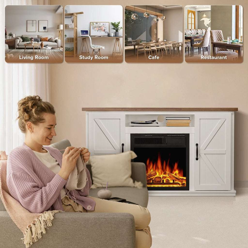 48'' Freestanding Electric Fireplace with Remote Control D7555