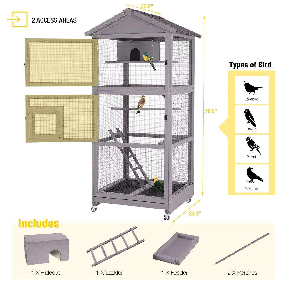 71'' Wooden Birdcage with Stand E952989