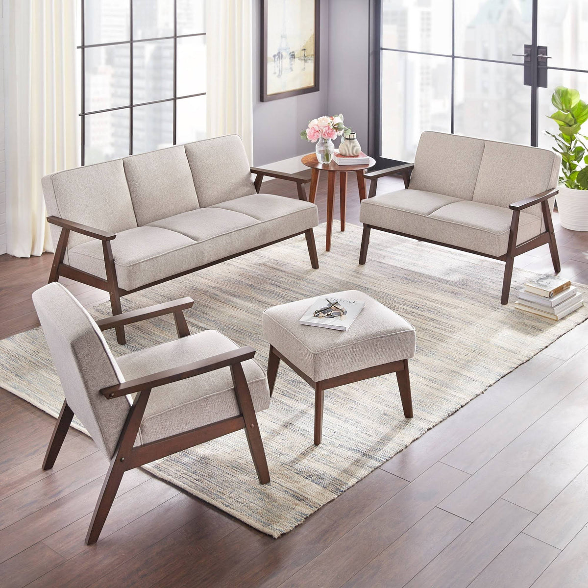 Sonia Chair & Ottoman Gray F17480