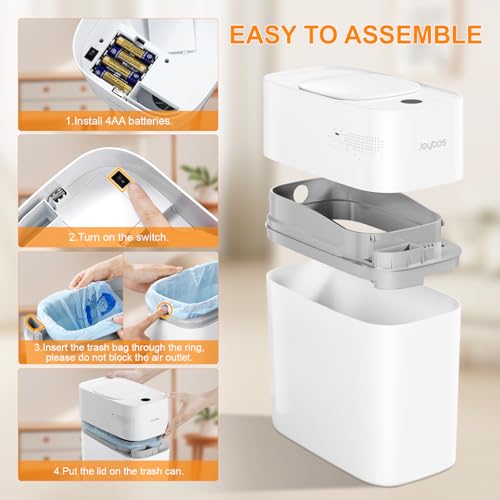 White 3.5 Gallon Motion Sensor Plastic Trash Can with Lid E342