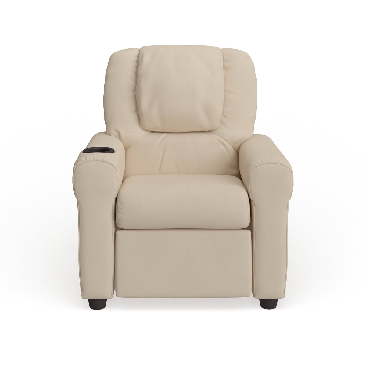 White Vinyl Kids Recliner with Cup Holder P414