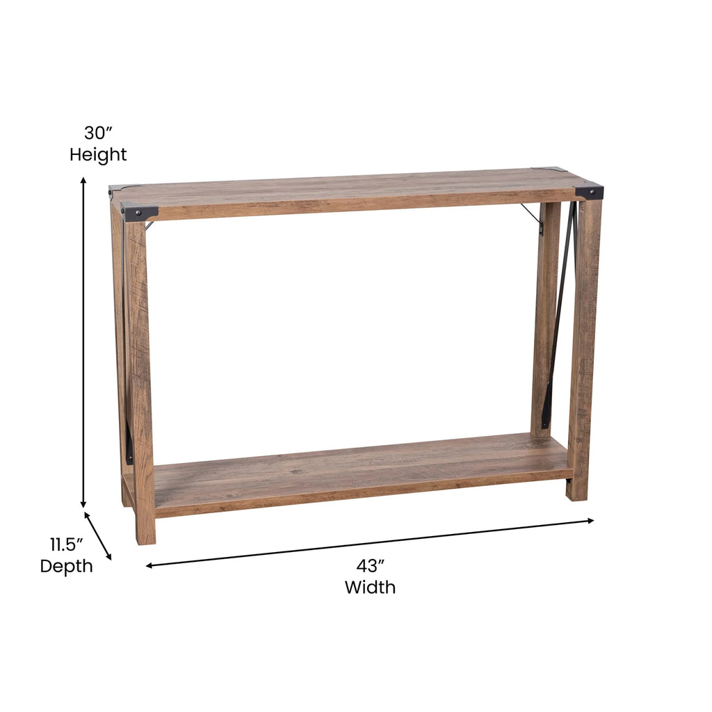 Rustic Oak 2 Tier Wooden Console Entry Table D5820