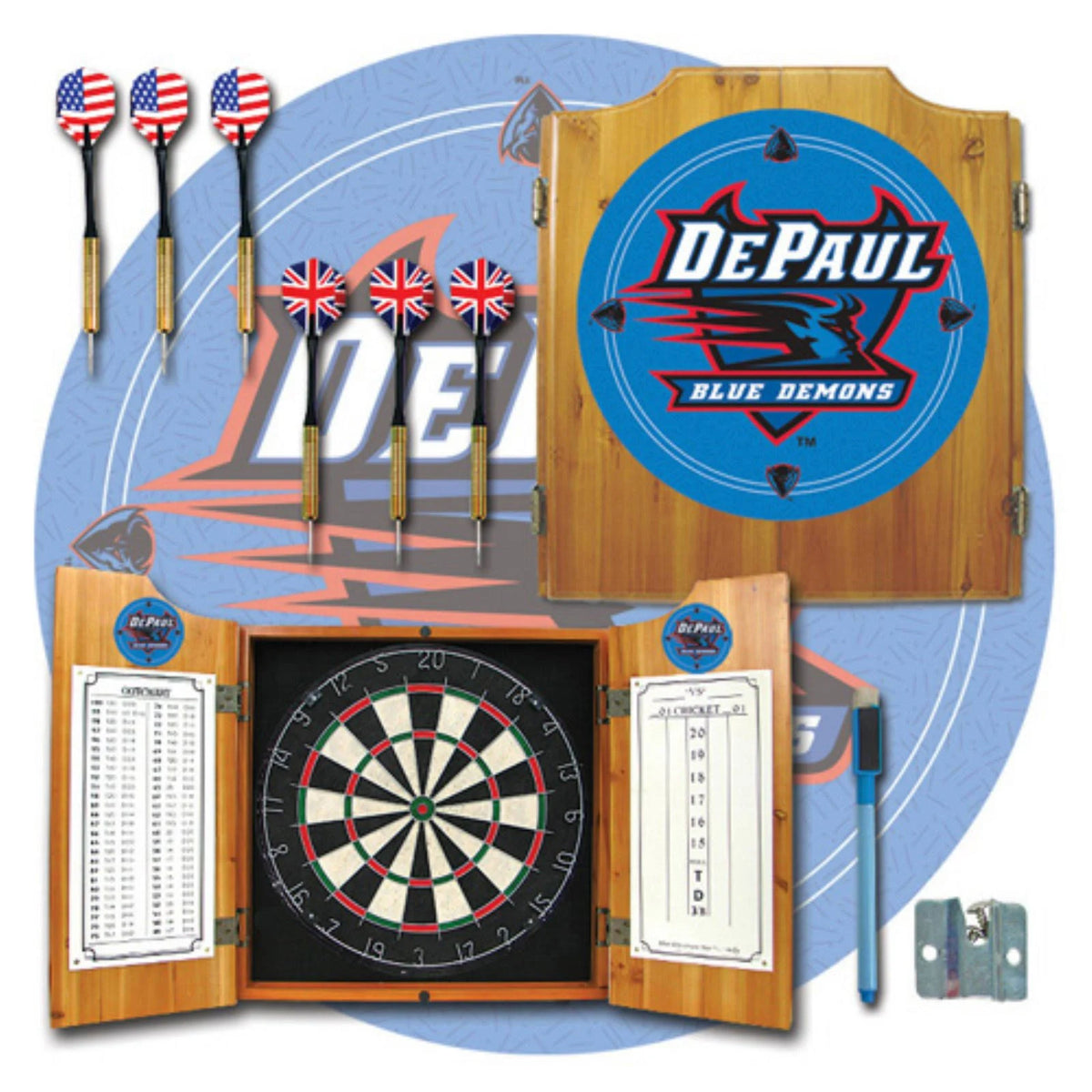 Wood Dart Cabinet Set Y30741