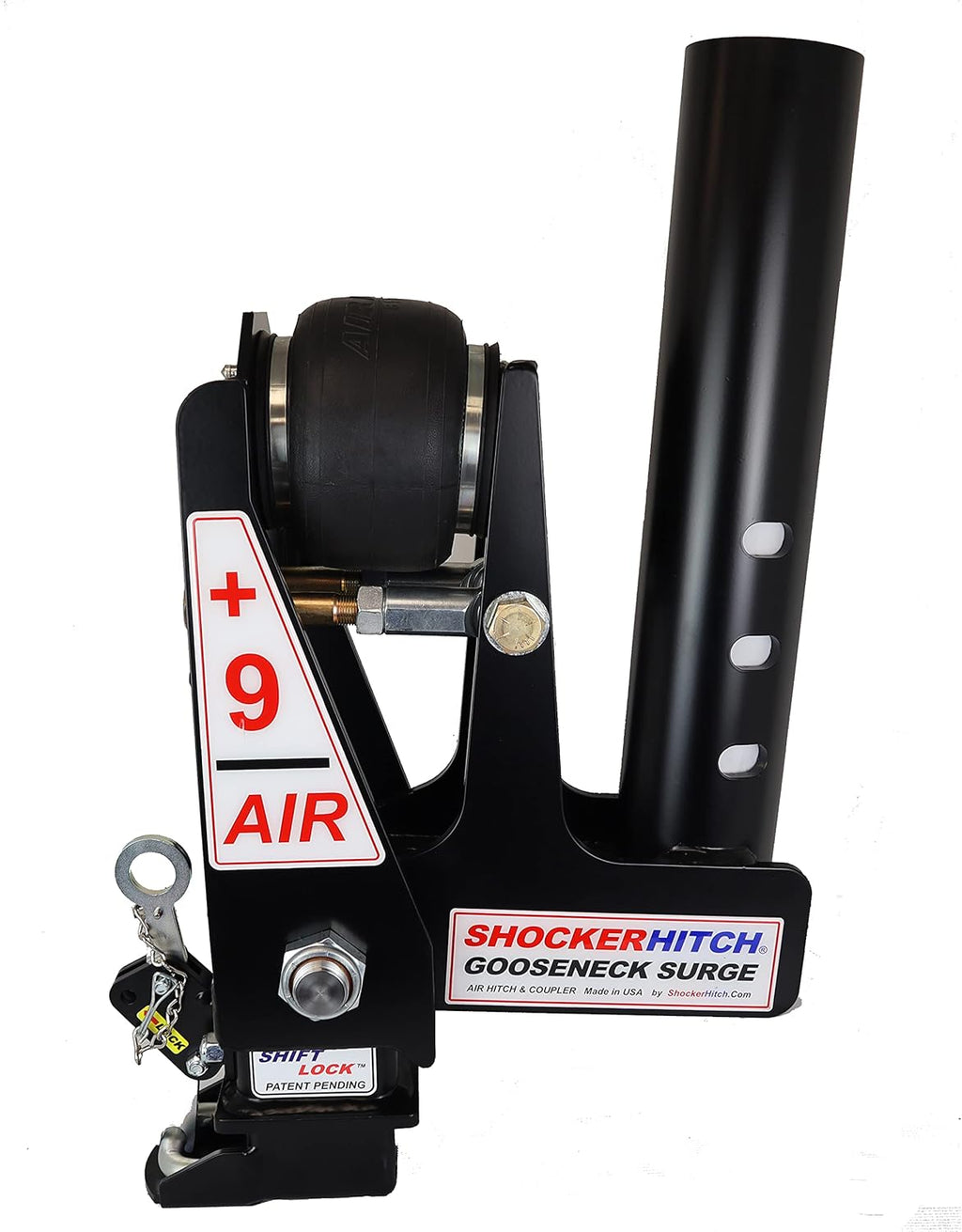Gooseneck Air Hitch & Coupler, Round 3-15/16" Angled Pin 30K Coupler 9" Offset U683