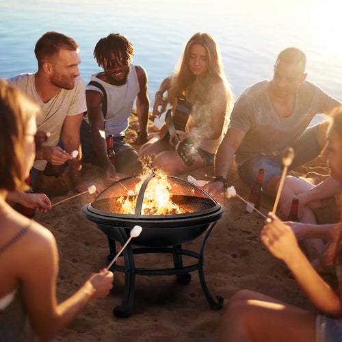 22 inch Portable Wood Burning Fire Pit with Spark Screen R404
