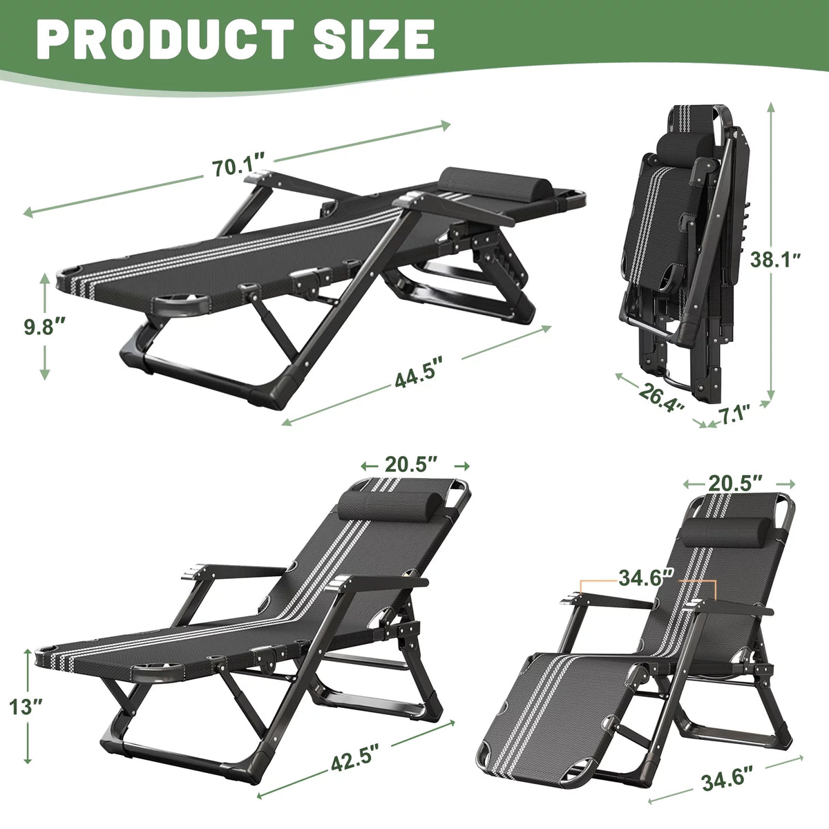 Zero Gravity Outdoor Folding Lounge Chair with Pillow V422