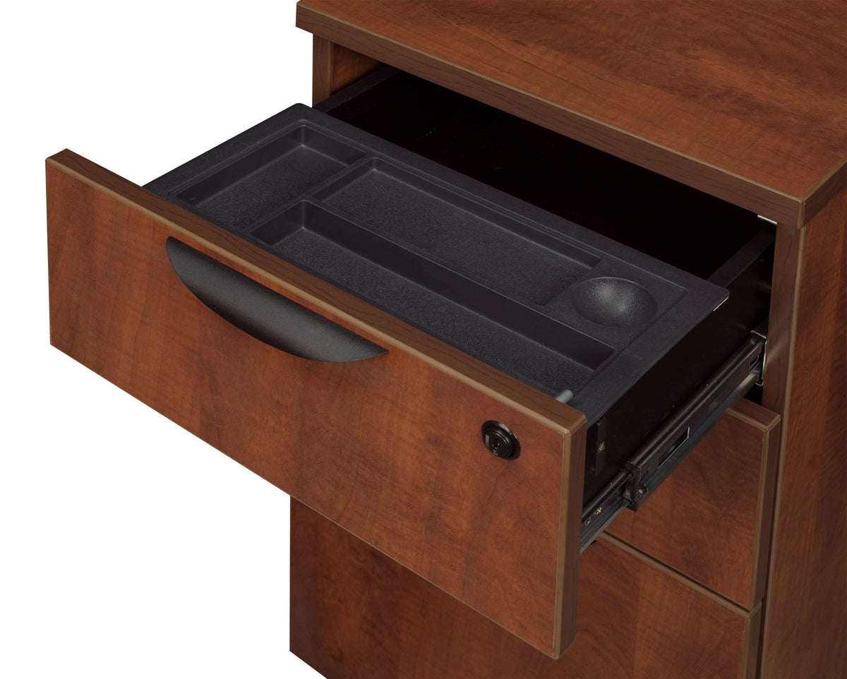 Cherry Single Pedestal L-Desk with Return U8796