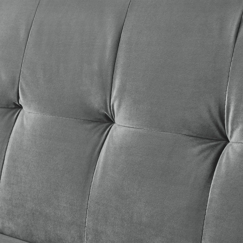 78" Grey Velvet Futon Sofa Bed Convertible Sleeper Loveseat Y668