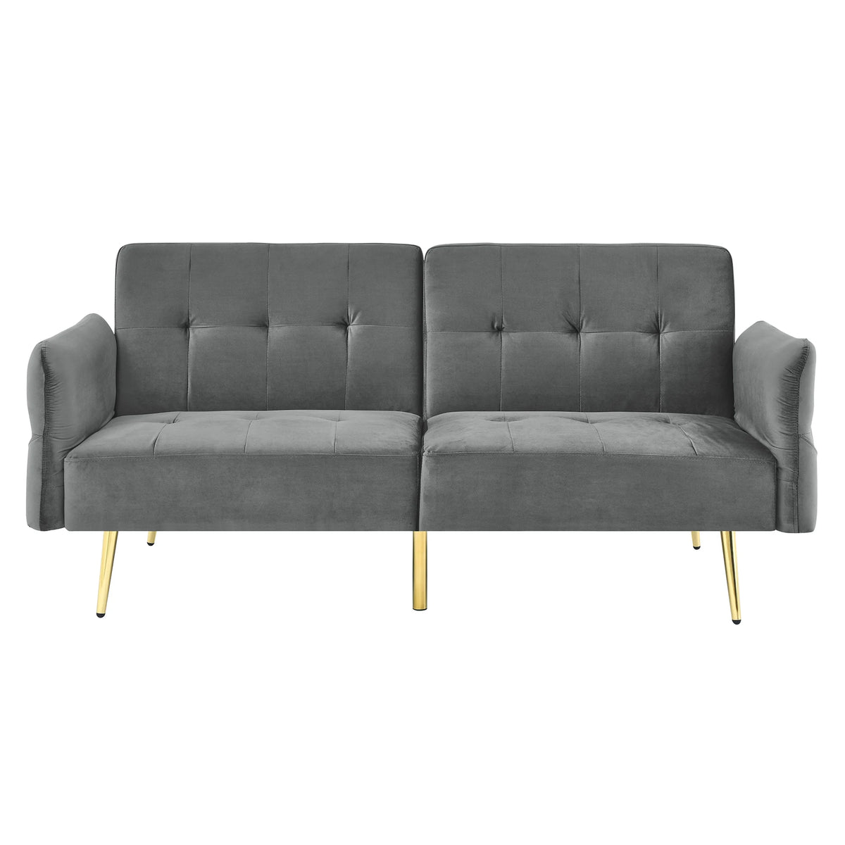 78" Grey Velvet Futon Sofa Bed Convertible Sleeper Loveseat Y668