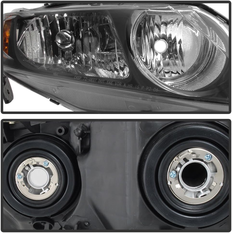 Black Housing Headlights for 2006-2011 Honda Civic 4-Door Sedan V82464