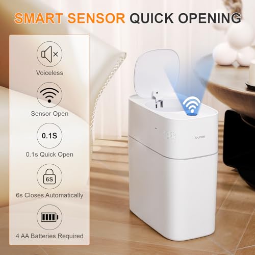 White 3.5 Gallon Motion Sensor Plastic Trash Can with Lid E342