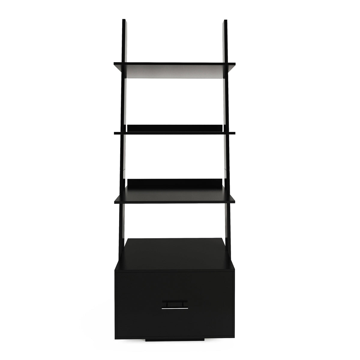 Espresso Ladder Bookcase with File Drawer Q525
