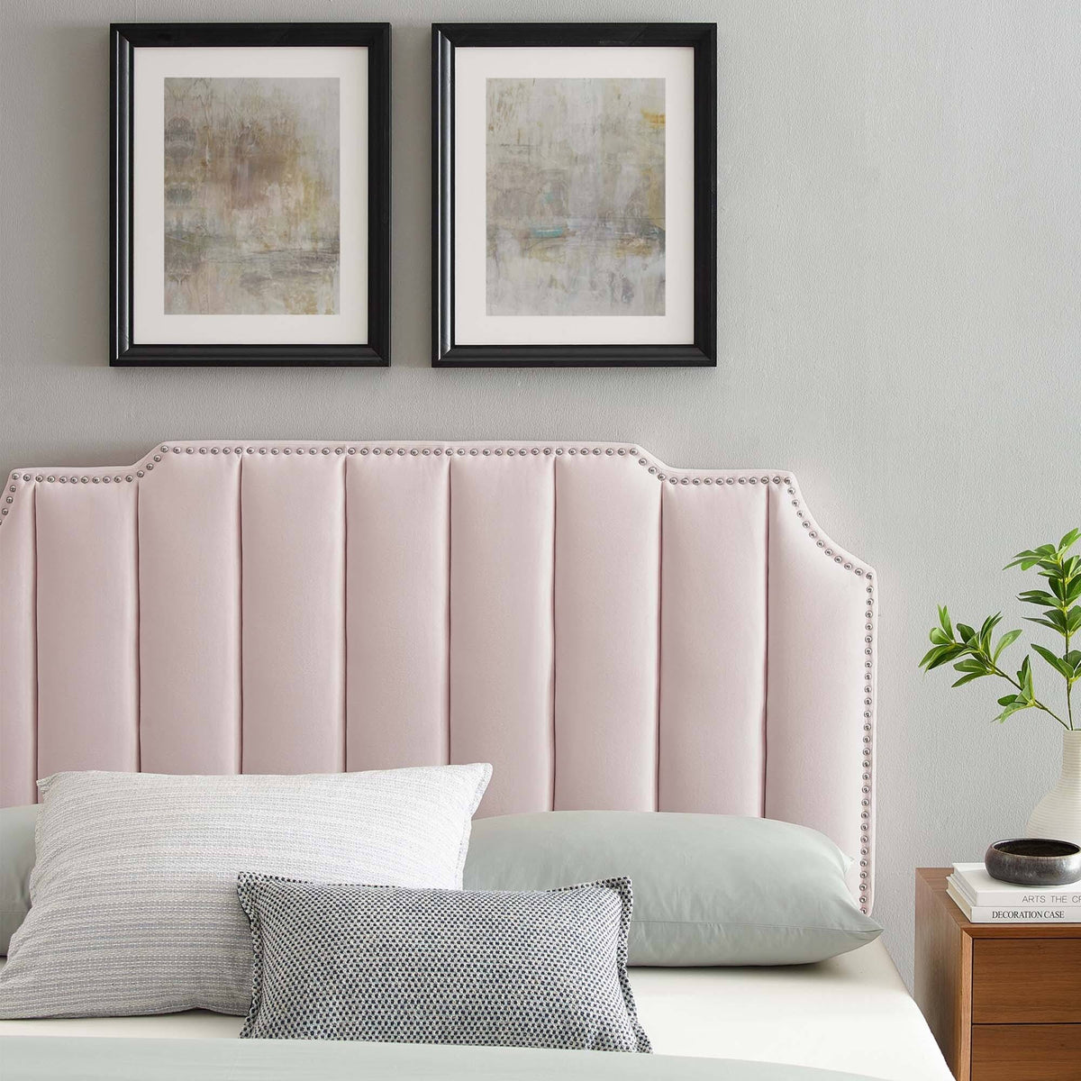 Pink Velvet King/California King Headboard X4447