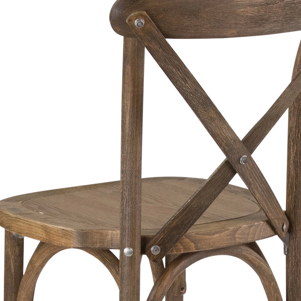 Dark Antique Wood Cross Back Barstool L208763