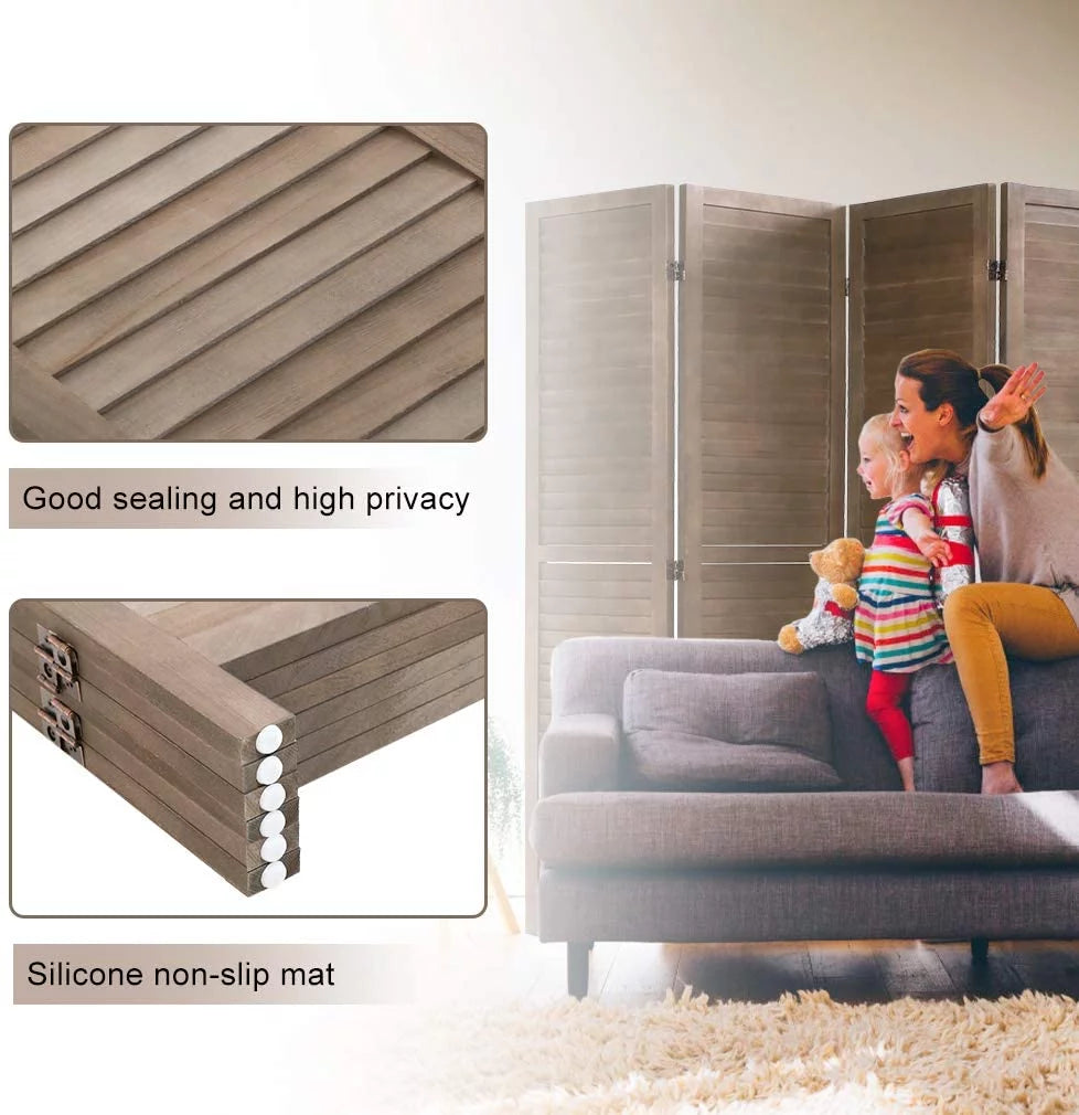 Wood 6 Panel Room Divider Privacy Screen H54805