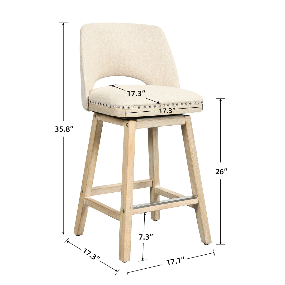 Swivel Counter Stool with Rubber Wood L2233