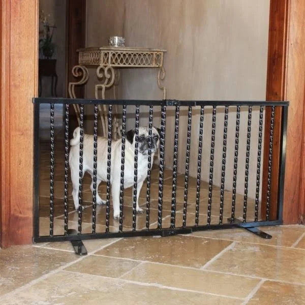 White Wrought Iron Freestanding Pet Gate A536248