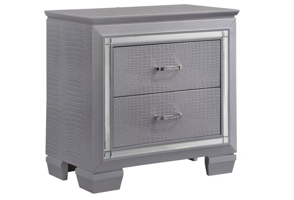 King Size 6pc Upholstered Bed Dresser Mirror Nightstand Chest R20206