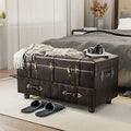 Vintage Faux Leather Ottoman Bed Bench Chest J519