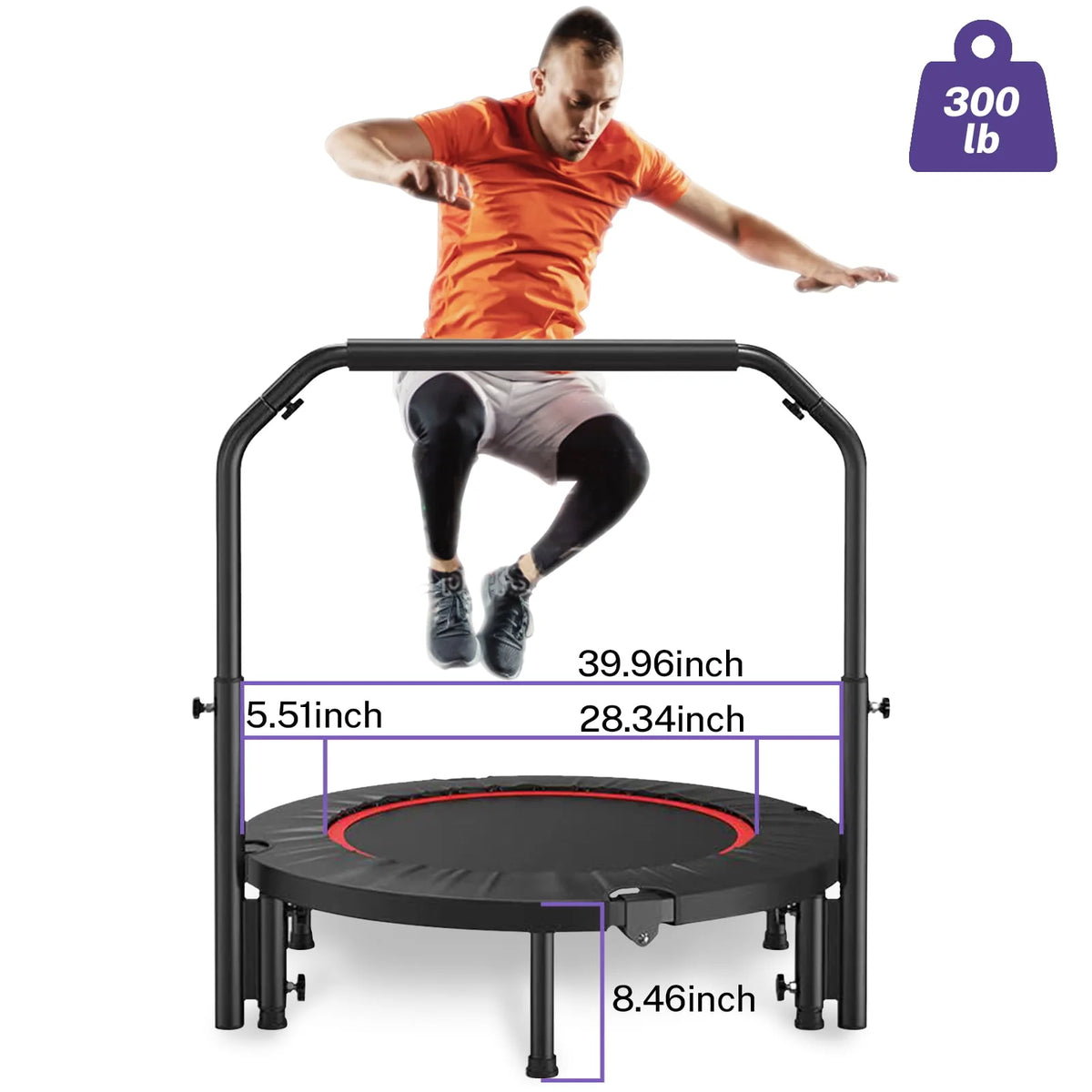 40 Fitness Mini Trampoline with Adjustable Handle J9838