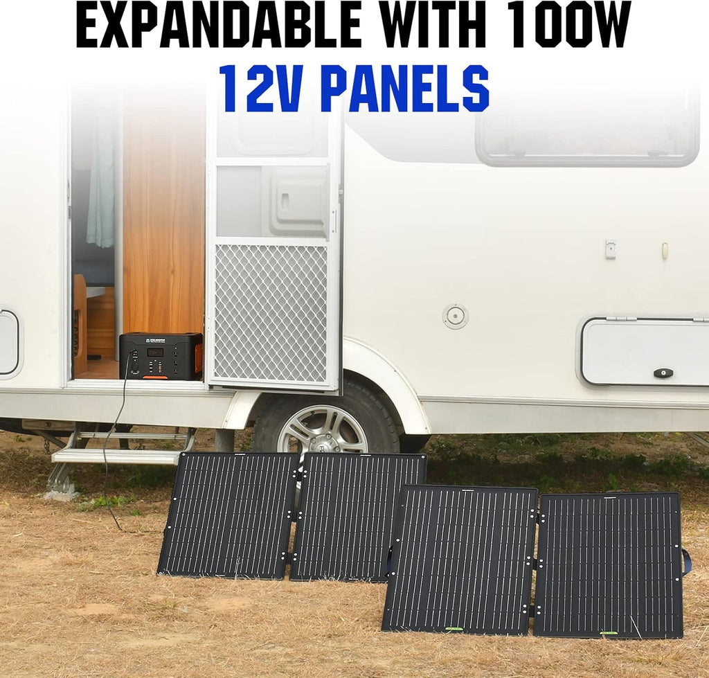 100W Portable Foldable Solar Panel Kit with Adjustable Kickstand H74920