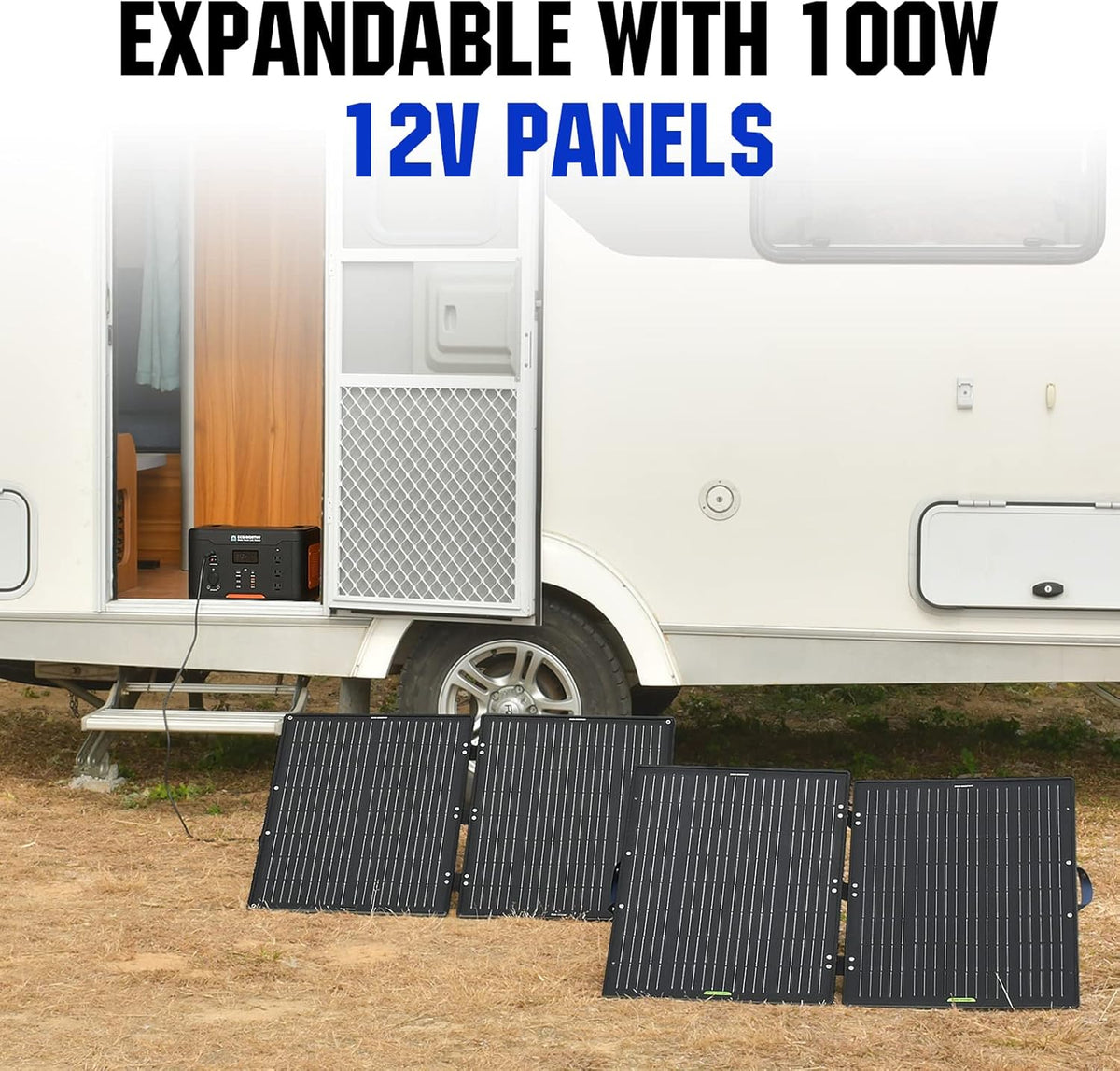100W Portable Foldable Solar Panel Kit with Adjustable Kickstand H74920