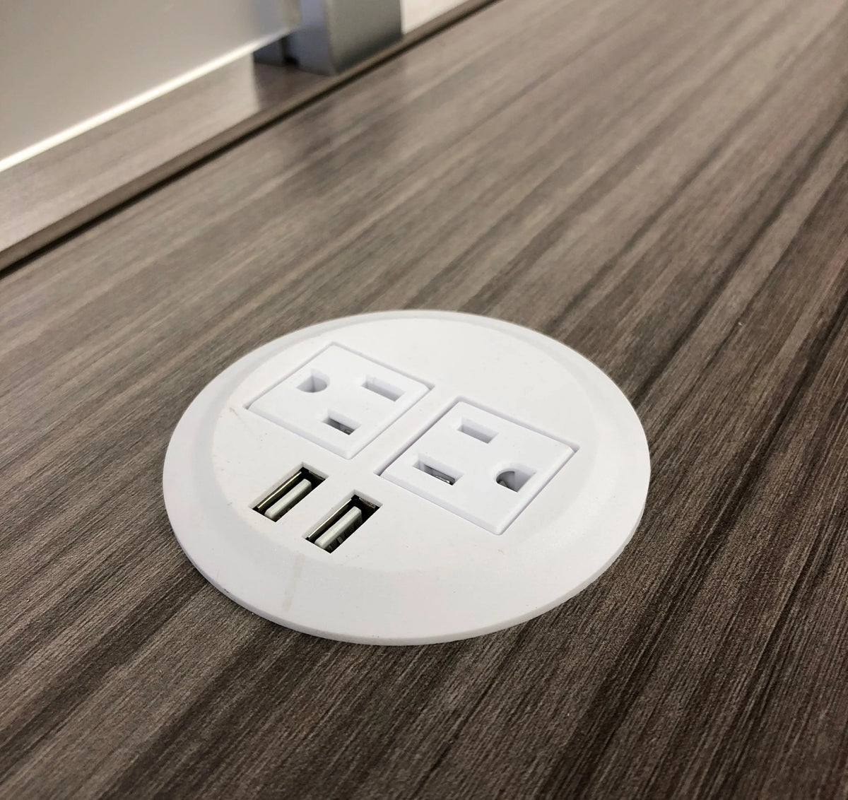 White Power Grommet with 2 AC Outlets 2 USB Ports R66652