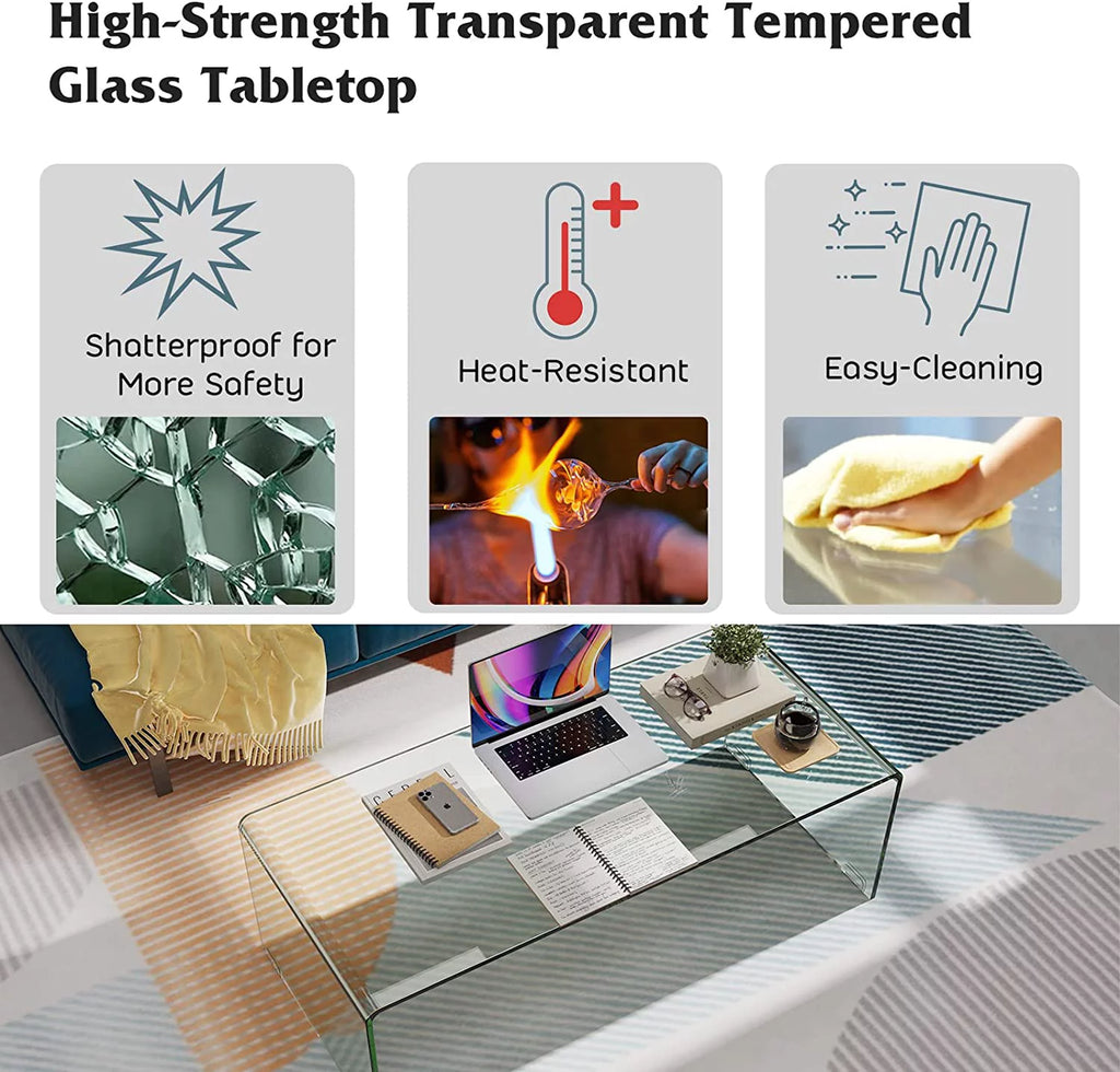 Glass Coffee Table with Smooth Round Edges N50178