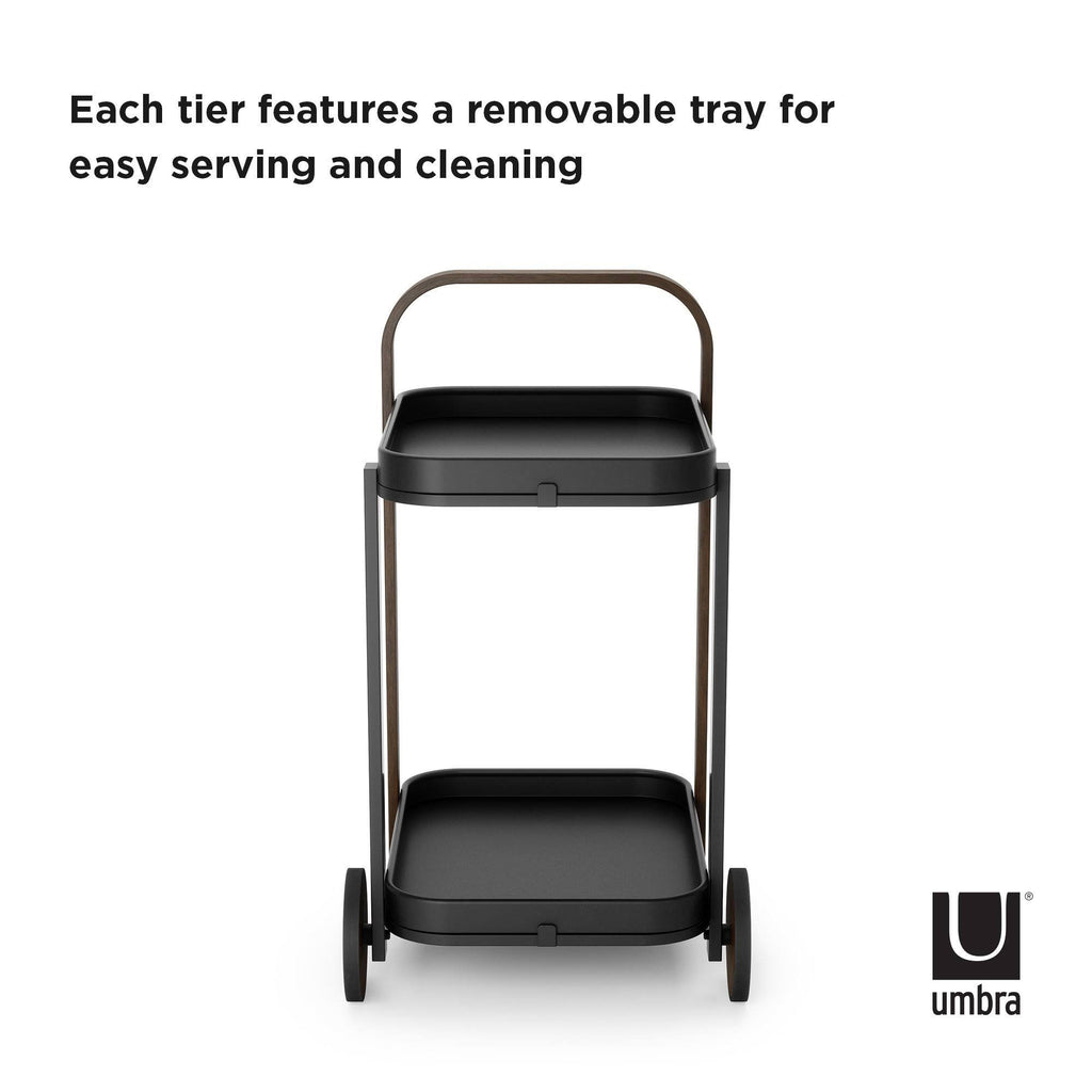 White-Natural Bar & Serving Cart J33968