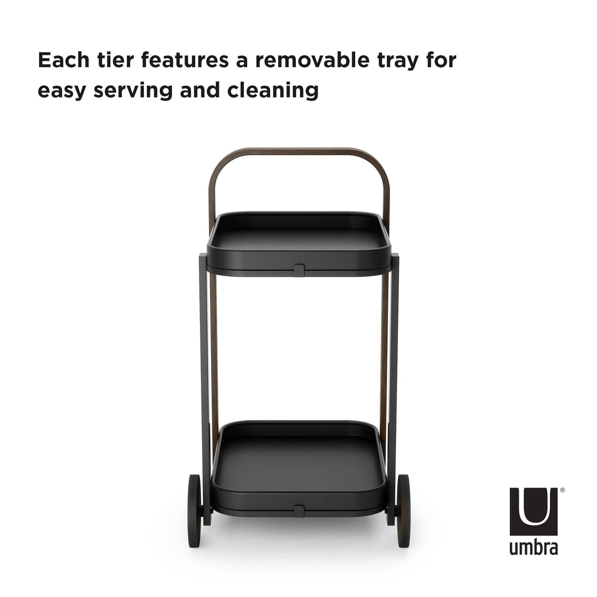 White-Natural Bar & Serving Cart J33968