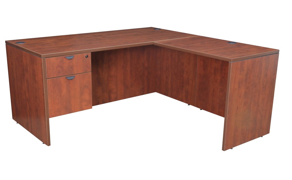 Cherry Single Pedestal L-Desk with Return U8796