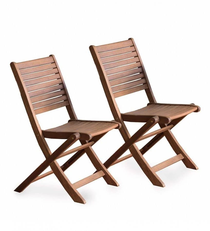 Eucalyptus Folding Bistro Chairs Set of 2 Brown H9978