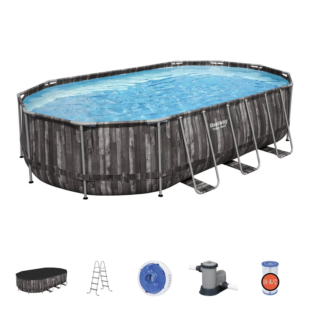 20' x 12' x 48 Oval Above Ground Swimming Pool Set W89731