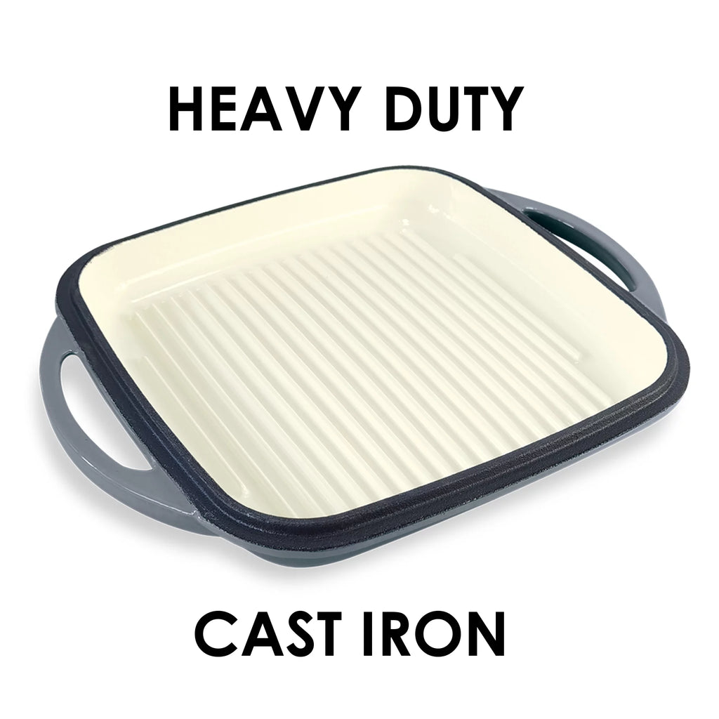 10" Square Enameled Cast Iron Grill Pan F988
