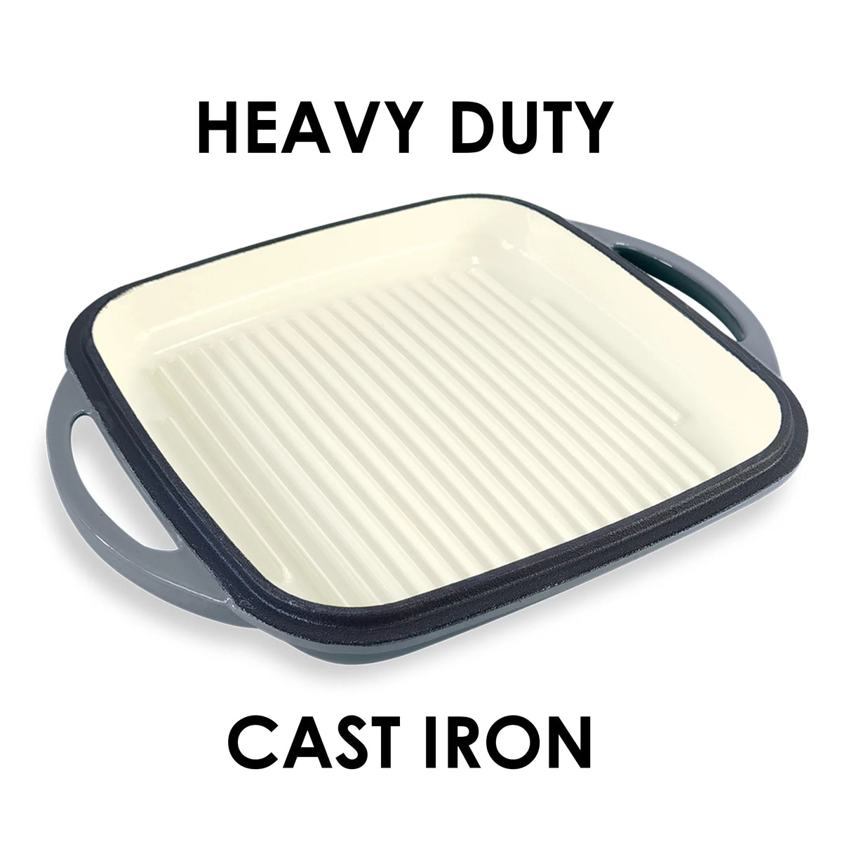 10" Square Enameled Cast Iron Grill Pan F988