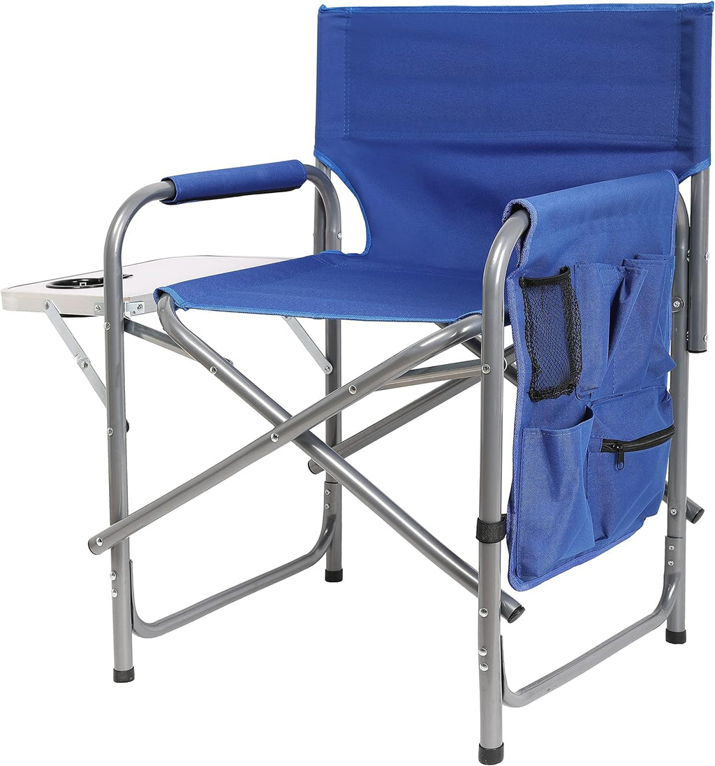 Steel Frame Folding Camping Chair with Side Pockets L452897