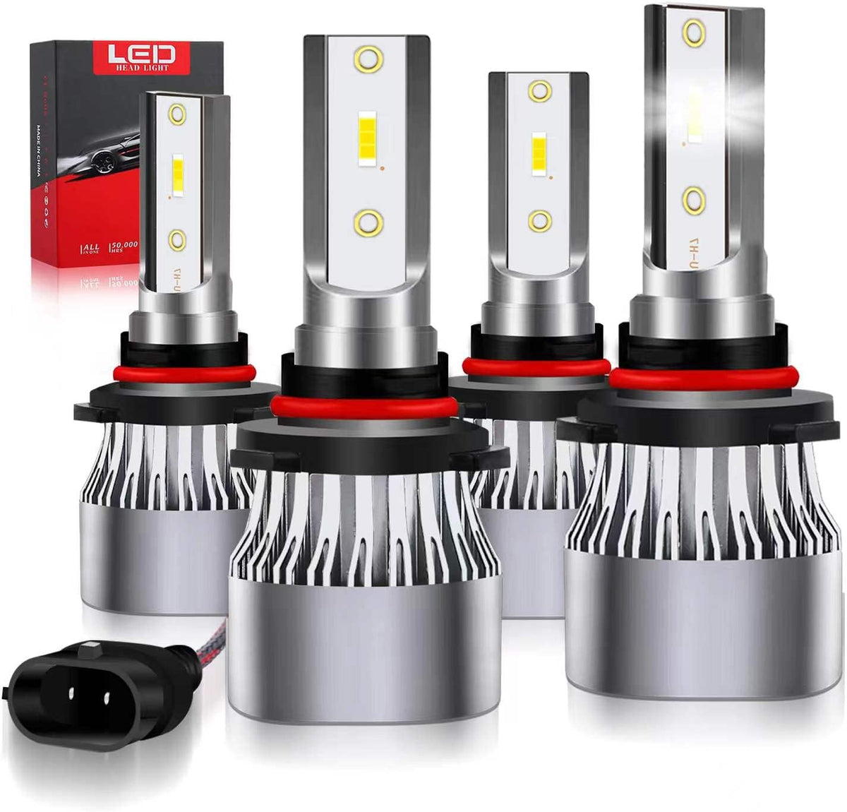 LED Headlight Bulbs Combo 240W 30000LM 6500K Cool White, Pack of 4 Pack of 2 X75151
