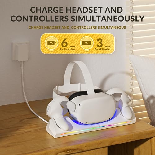 Magnetic Charging Dock for VR Headset & Controllers with 2 Rechargeable Batteries F112