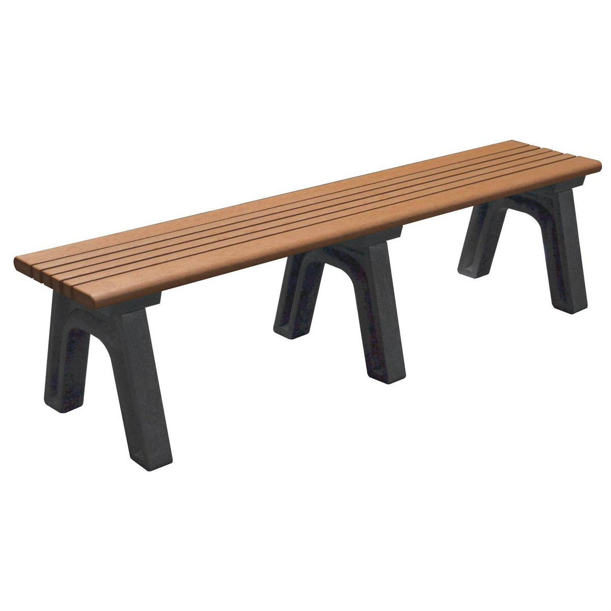 Green Charcoal Recycled Plastic Backless Bench J389073
