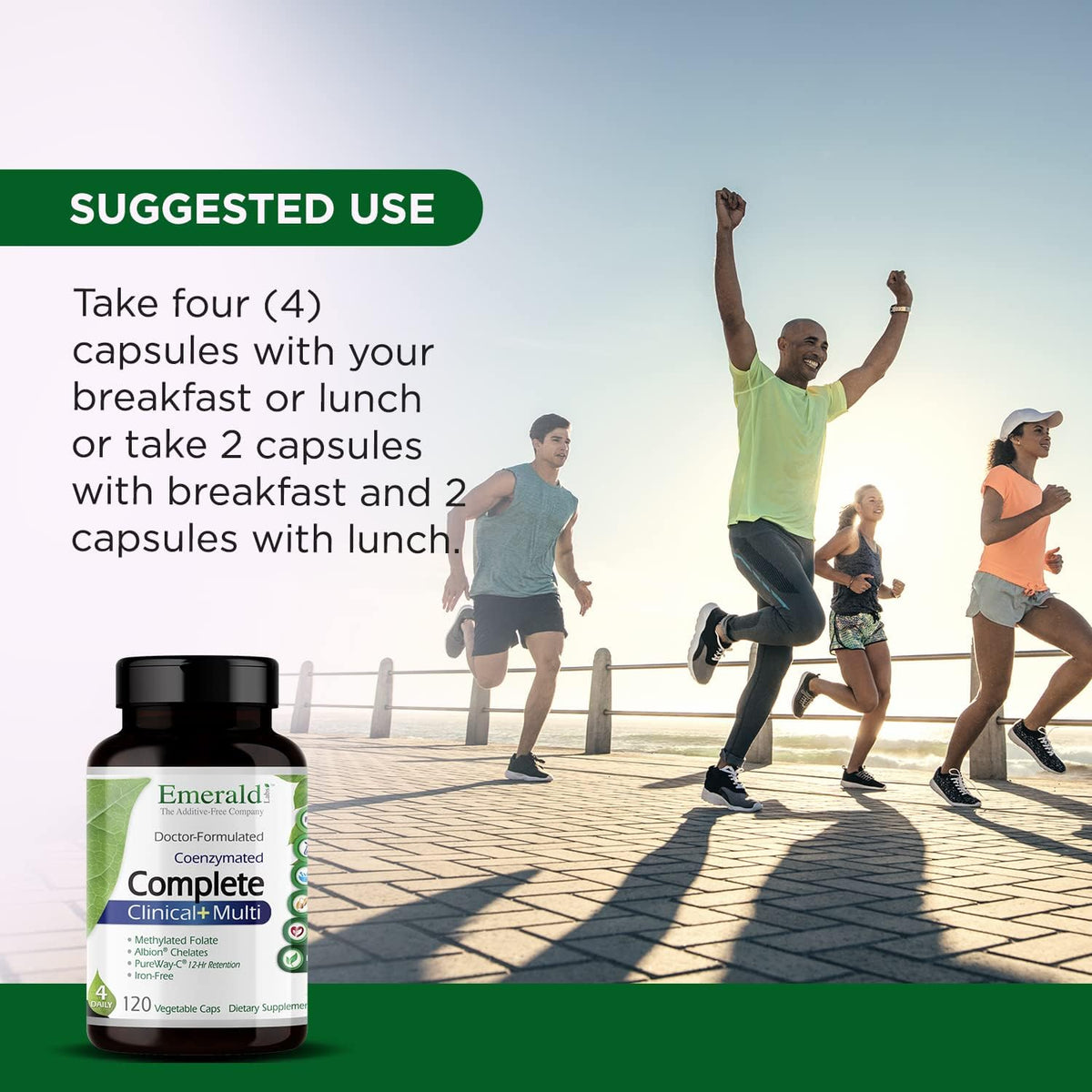 120 Vegetable Capsules Multivitamin with Methylated Folate, Vitamin D3, Digestive Enzymes E565316