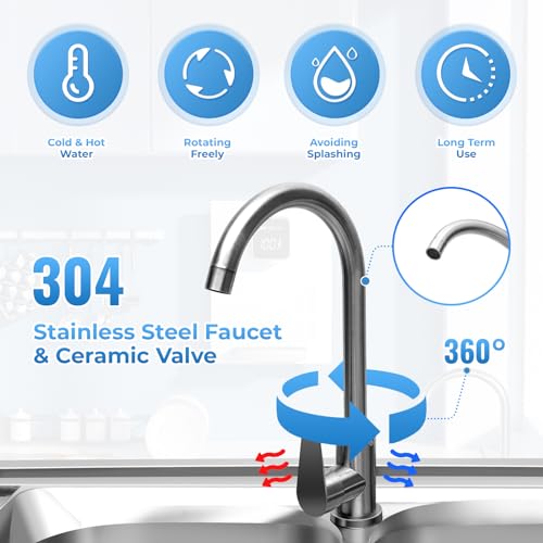 2 Compartment Stainless Steel Commercial Kitchen Utility Sink with Prep Counter V4486