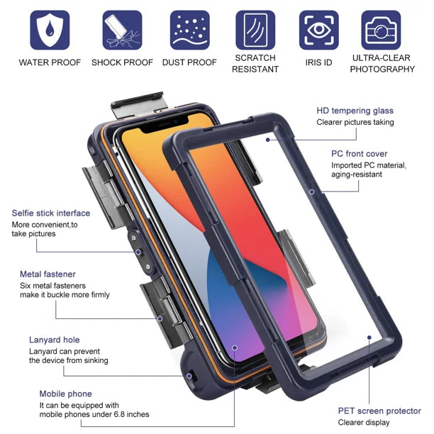 Waterproof UnderWater Case for Phones Up to 6.9 Inch with Lanyard N1974